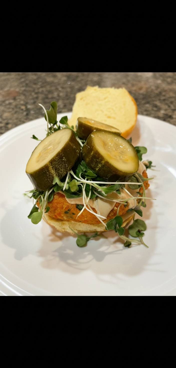 Kimchi Pickle Salmon Sandwich